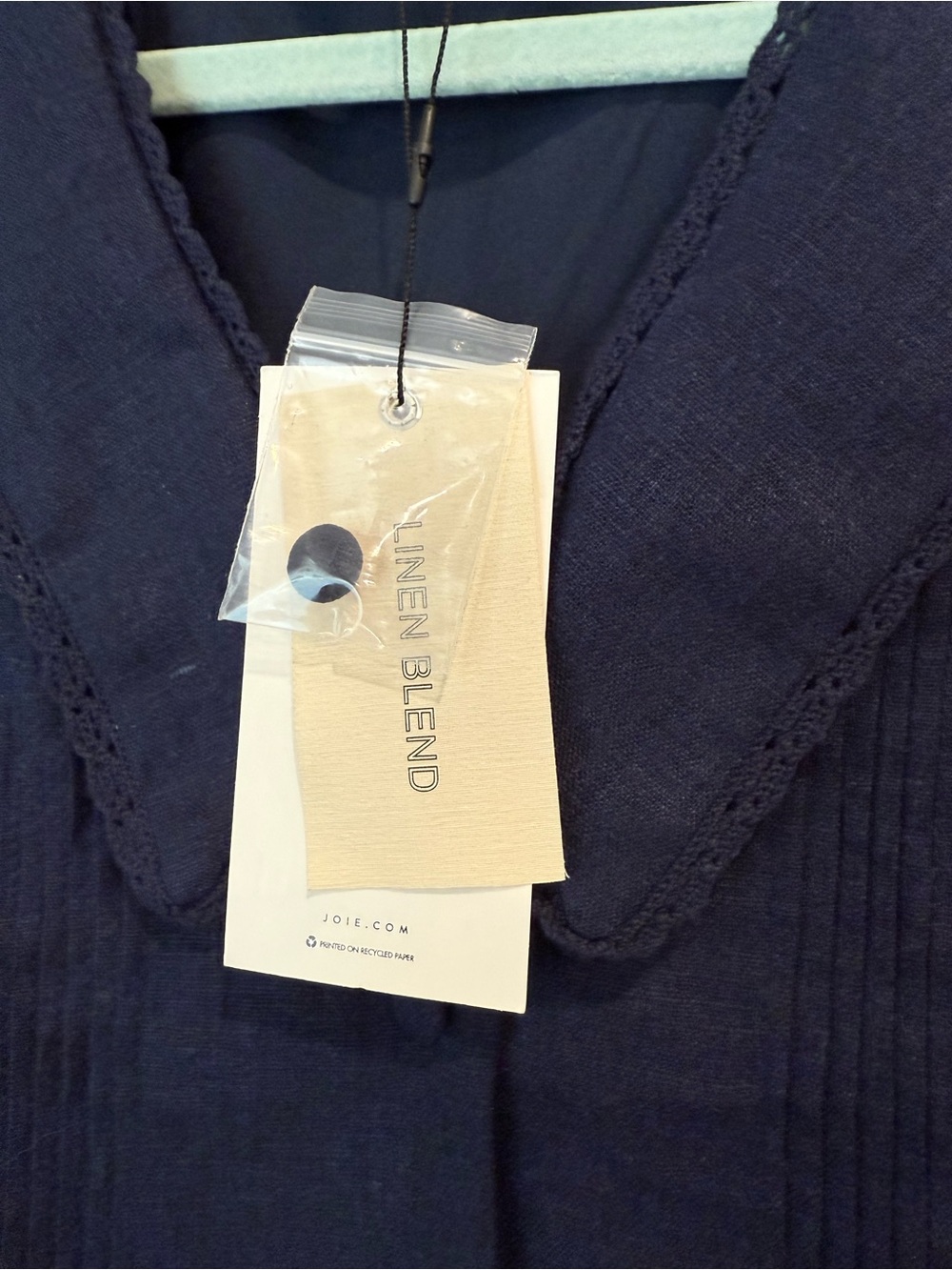 Joie Navy Sleeveless Linen Button-Front Top with Peter Pan Collar - Picture 3 of 6